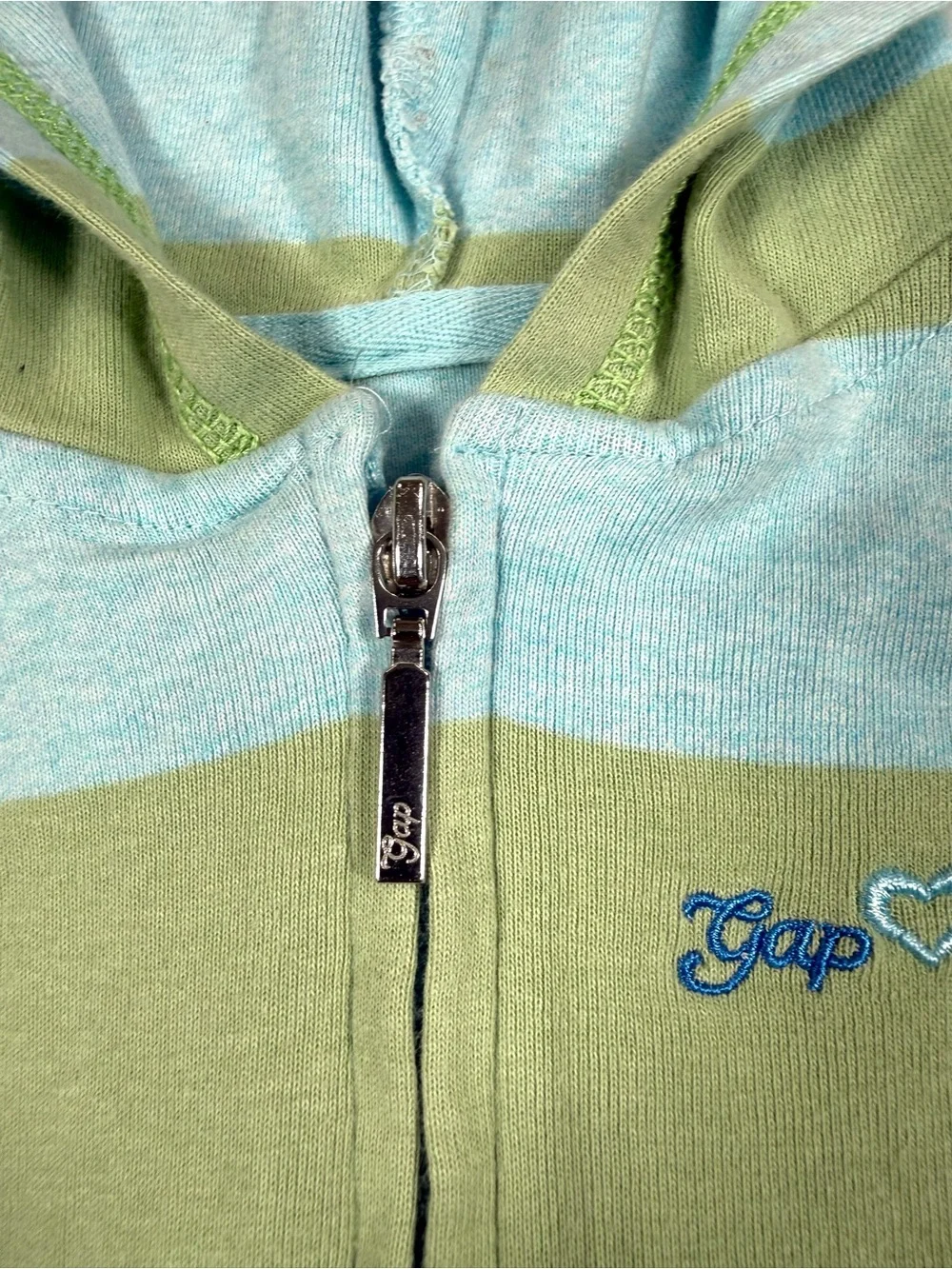 VINTAGE GAP Girls Striped Zip Hoodie 2T Y2K 2007 Retro Preppy Nautical Rugby
